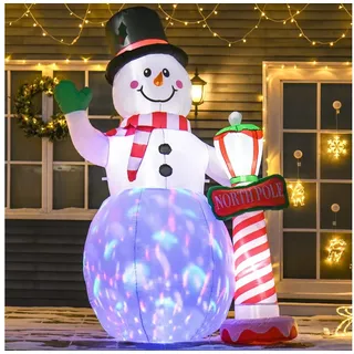 HOMCOM Weihnachtsfigur 2,4 m, mit LED-Beleuchtung (Selbstaufblasende Weihnachtsbeleuchtung, 1 St., Aufblasbarer Weihnachtsdeko), für Innen- und Außenbereich weiß