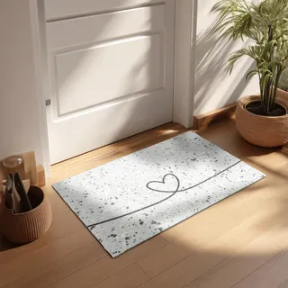 Astra rutschfeste Sauberlaufmatte innen - Herz Marmor hellgrau 50 x 70 cm - Wohnraum Fußmatte Design - Extrem saugfähige Schmutzfangmatte waschbar bei 30°C
