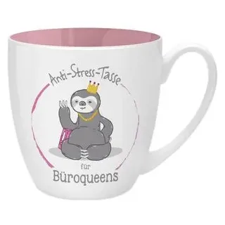 GrussundCo Kaffeebecher Anti-Stress-Tasse Büroqueen, Porzellan, rosa, 450ml