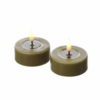 Deluxe Homeart LED Maxi Teelichter Mia Echtwachs D: 6,1cm olivgrün 2St.