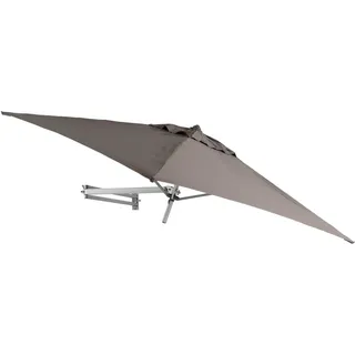 EASYSOL Sonnenschirm Wandmontage 200 x 200 cm eckig, für Balkon, Terrasse, Garten, Parasol für die Wand, Teleskopisch und Neigbar, aus Aluminium und Polyester, taupe - 200 x 200 cm
