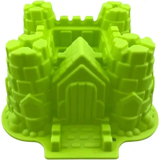 GMMH Silikonbackform Burg Schloss Form (Grün), Antihaft Kuchenform Kuchen Backform Brotbackform Obstbodenform