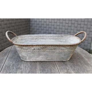 Blumenkasten Zink Shabby NEU Pflanzgefäß mit Griffen Blumenkübel