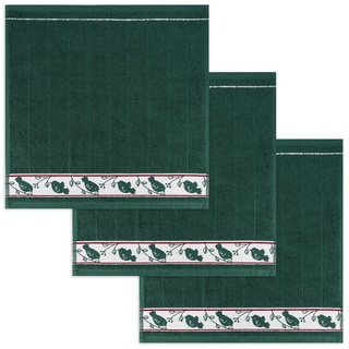 Kracht Geschirrtuch Piepmatz, (Set, 3-tlg., Set), 3er Pack Frottee Küchenhandtücher (3 Stück) ca.50x50cm Baumwolle grün