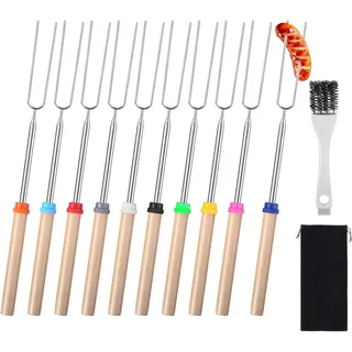 rcyhcy Grillgabel Teleskop 31-81 cm Edelstahl weiß