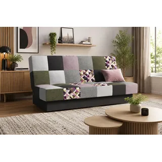 MOEBLO Schlafsofa CYPRUS Patchwork, – Sofa Kippsofa Klappsofa Click-Clack Couch für Wohnzimmer Federkern Sofagarnitur Polstersofa, mit Bettkasten und Schlaffunktion (BxHxT): 192x85x92 cm rosa