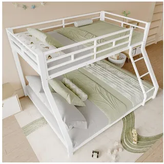 HAUSS SPOLE Etagenbett 90/140x200cm mit Matratze Metallbett, mit Geländer und Stufe (Sicherheitsgeländer und Doppel-Liegefläche), mit einer Matratze