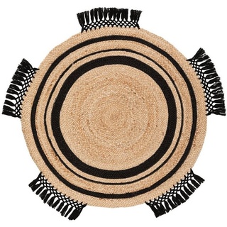 Teppich Jutta, benuta, rund, Höhe: 11 mm, Kunstfaser, Berber, Ethno-Style, Wohnzimmer braun|schwarz