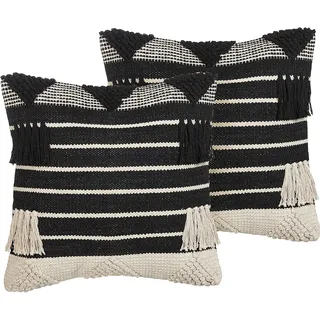 Beliani Chittoor Dekokissen 50 x 50 cm Schwarz
