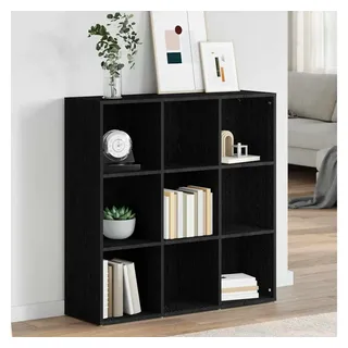 furnicato Bücherregal Schwarz 98x29x97,5 cm Holzwerkstoff, 1-tlg., Regalwand mit 9 Fächern und Eichenfurnier für das Wohnzimmer schwarz
