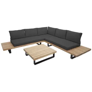 Décoshop26 - Luxuriöses Gartenmöbelset für Terrasse oder Balkon Sofa und Tisch aus FSC-zertifiziertem Holz mit dunkelgrauen Kissen 04_0003578