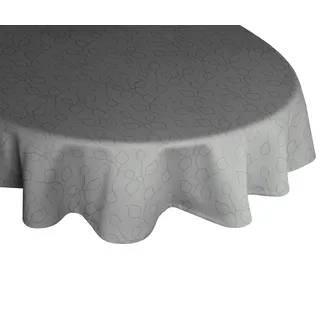 Tischdecke WIRTH "Westport" Tischdecken Gr. B/L: 190 cm x 130 cm, 1 St., oval, grau (dunkelgrau) Tischdecken Made in Germany, Jacquard Dekostoff, Blatt-Design, Pflegeleicht