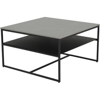 Novel Couchtisch, Grau, Schwarz, Metall, Glas, Keramik, quadratisch, würfelförmig, 75x43x75 cm, Wohnzimmer, Wohnzimmertische, Couchtische, Couchtische Glas