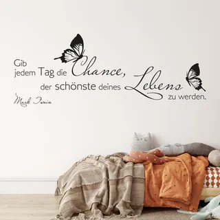GRAZDesign Wandtattoo Wohnzimmer Sprüche Gib jedem Tag die Chance - Wandaufkleber Familie - 105x40cm / 070 schwarz