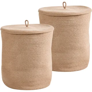 Beliani Aufbewahrungskorb 2er Set 38 x 38 x 38 cm Beige
