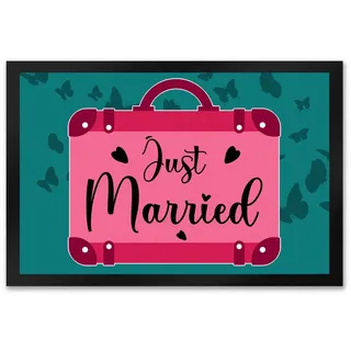 speecheese Fußmatte Just married Hochzeit Fußmatte XXL in 50x75 cm mit pinkem Koffer 50 cm