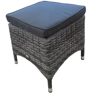 Mandalika Garden MONACO Polyrattan Gartenhocker Beistelltisch mit Alu-Gestell black pearl