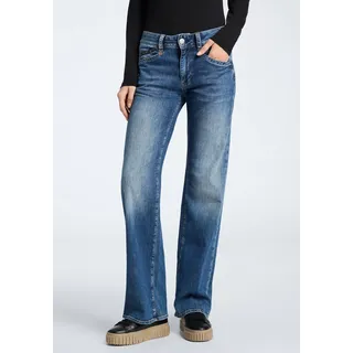 Bootcut-Jeans HERRLICHER "Prime New Denim Light", Damen, Gr. 33, Länge 32, dolphin, Denim/Jeans, Obermaterial: 98% Baumwolle, 2% Elasthan, weit knöchellang, Jeans, mit Stretch