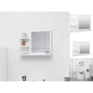 vidaXL Spiegel Badspiegel mit Ablage Regal Hochglanz-Weiß 60x10,5x45 cm Holzwerkstoff weiß