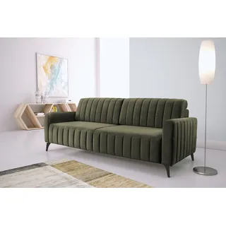 exxpo - sofa fashion 3-Sitzer EXXPO - SOFA FASHION "Grande, Schlafsofa, Dauerschläfer, Microvelours-Bezug, Breite 222cm", grün, B:222cm H:90cm T:100cm, Sofas, mit Bettfunktion und Bettkasten, komfortabler Federkern