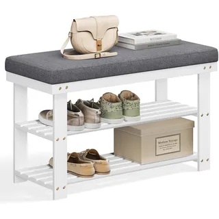 Songmics Schuhbank 71 x 49 x 29 cm weiß / weiß