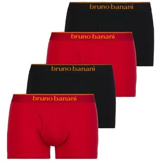Bruno Banani Herren Boxershorts, Multipack - Quick Access, Unterhose mit Eingriff, einfarbig, Baumwolle Schwarz/Rot M 4er Pack (2x2P)