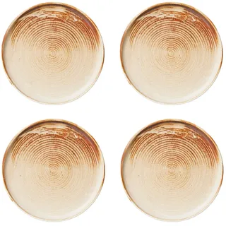 HKliving - Chef Ceramics Teller, Ø 20 cm, rustic cream/brown (4er-Set)