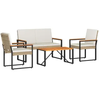 vidaXL Gartenmöbel Set 4-tlg. Beige/Cremeweiß