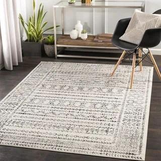 Livabliss Tokyo Wohnzimmer Boho, großer Schlafzimmer 130x170 cm für Esszimmer mit geometrischem Muster, Skandinavischer Wohnzimmer modern in Elfenbein, Grau, Schwarz
