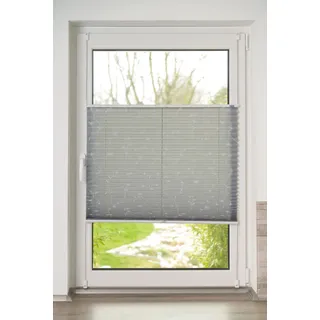 Khome Klemmfix-Plissee, Elba Bedruckt Grau, 90 x 210 cm (B x L) Modern