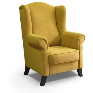 Beautysofa Ohrensessel LEONARDO Sessel Wohnzimmersessel, Fernsehsessel gelb