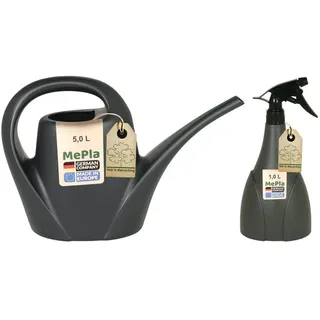 Heimwerkercenter Übertopf MePla - Set Kunststoff Gießkanne 5,0l Indoor + Sprüher 1,0l anthrazit schwarz 43 cm x 27.5 cm x 15 cm
