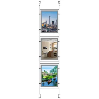 A3 (Hochformat) Immobilien Büro Zeichen für Fenster zum Aufhängen Acryl Poster Rahmen Kristall LED Light Box Schilder Display Halter (3St eine Spalte)
