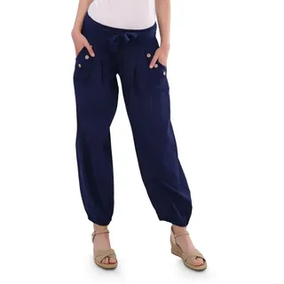 malito more than fashion Haremshose malito Damen Pumphose mit Bindegürtel 3418 Aladinhose Sommerhose mit elastischem Bund & Bindegürtel Einheitsgröße blau 34-40