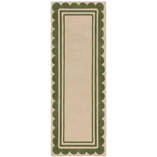 KADIMA DESIGN Kadima Wollteppich 80 x 230 cm Grün-Beige