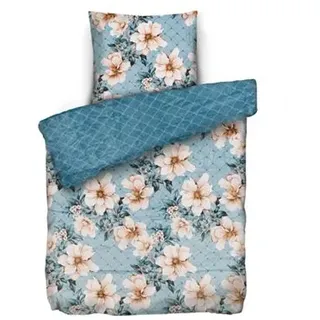 MONT CHALET Wendebettwäsche Blumen mit Glanz Mikrofaser Chinchilla Einzelbett, 2tlg.