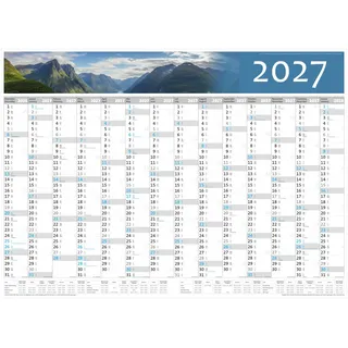 Panorama Wandkalender 2027 Jahresplaner großer Büroplaner Plakatkalender 90x65cm