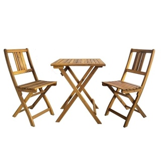 Lex Bistro Set Gartenmöbel 3tlg. klappbar aus Akazienholz Balkon Set Sitzgruppe Holz