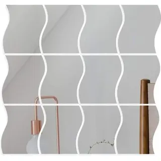 12 Stück Silberne Wandaufkleber Spiegel Selbstklebend