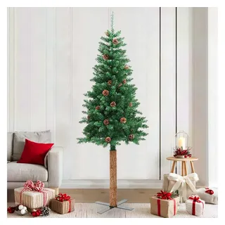 furnicato Künstlicher Weihnachtsbaum Schmaler Weihnachtsbaum 210 cm Grün mit Massivholz-Ständer, Künstliche Tanne mit 465 Zweigen, 45 Zapfen für den Innenbereich grün Ø 77 cm x 77 cm x 210 cm x 77 cm