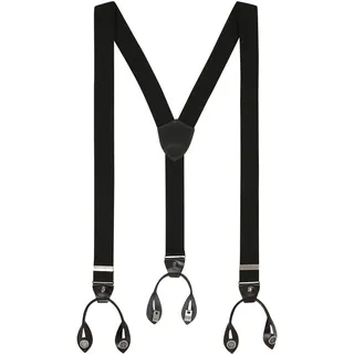 LLOYD MEN’S BELTS Hosenträger Leder Rückenteil und Roll-Clips, schwarz 35mm - L