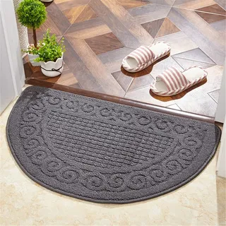 rutschfeste Halbrunder Fußabtreter, Treer Waschbar Schmutzfangmatte Türmatte Outdoor Wetterfest Fußmatten Halbrund Sauberlaufmatte für Eingangsbereich, innen und außen (48 * 78CM,Grau)