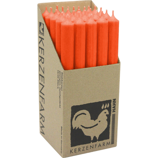 Stabkerzen aus Paraffin, 250/22 mm, Orange, KERZENFARM HAHN, Brenndauer ca. 12h, 25 Stück pro Verpackung