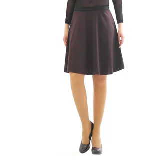 Swing Rock Midi Falten-Rock Gummibund hohe Taille Midirock Skirt Maxi Dunkelbraun S-M - S-M