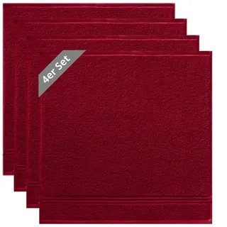 Lashuma Geschirrtuch Frottee, (Spar-Set, 4-tlg., Küchenhandtücher 50x50 cm), kleine Handtücher für Küche, Bad, Garten, Camping rot