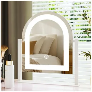 WDWRITTI Schminkspiegel LED Band Kosmetikspiegel Kalt/Neutral/Warmweiß (Tischspiegel Spiegel für Schminktisch, Rundbogen 305x60x360mm), Speicherfunktion, 360° Drehbar weiß