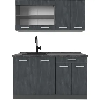 Vicco Küchenzeile R-Line 140 cm Schwarz Beton/Anthrazit