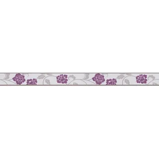 A.S. Création Borte selbstklebend Blumen 5 m x 5 cm Violett-Grau