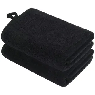 LuxusKollektion Handtuch Set Handtücher Mikrofaser Saugfähigkeit Küche Bad 2er Pack Schwarz 40x70