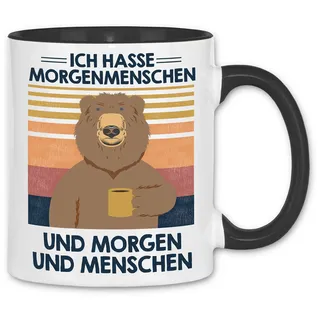 wowshirt Tasse Ich Hasse Morgenmenschen Morgen Menschen Kaffee Bär, Farbe:White - Black